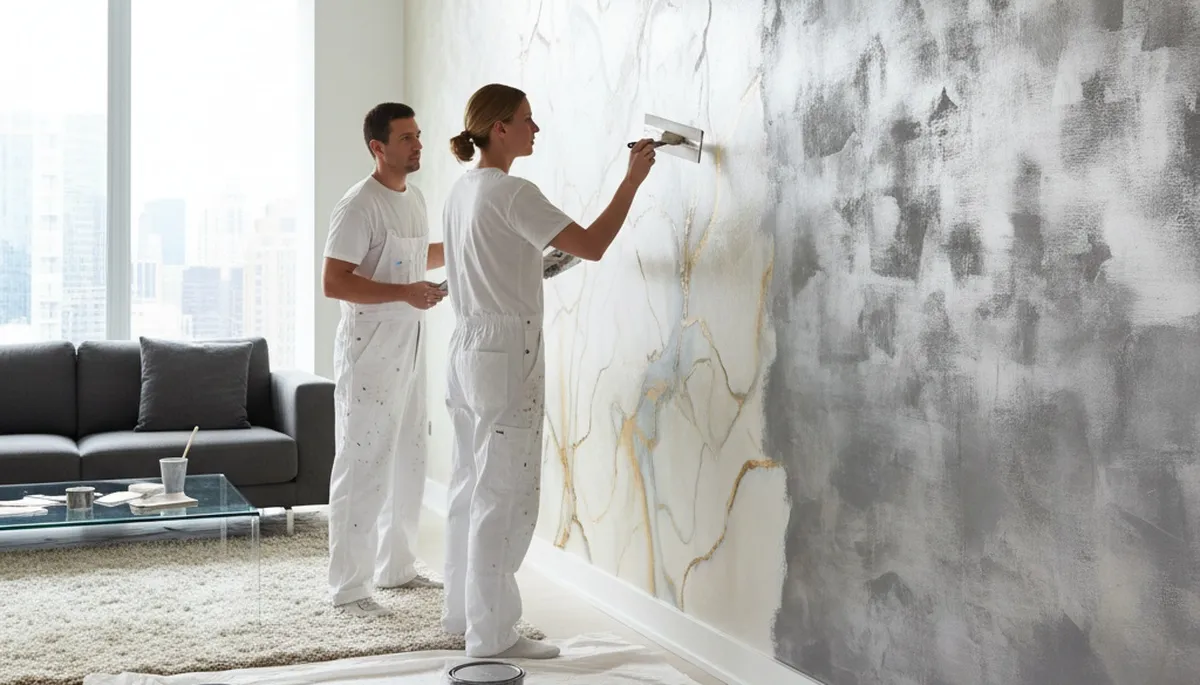 Professional faux painting finish on interior wall in Savannah, GA by decorative painting experts