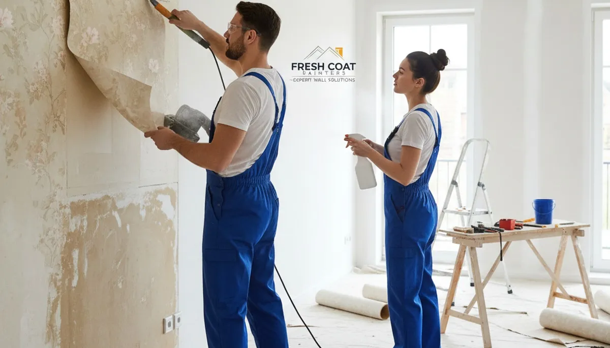 Professional wallpaper removal and wall prep by painters in Savannah, GA historic home