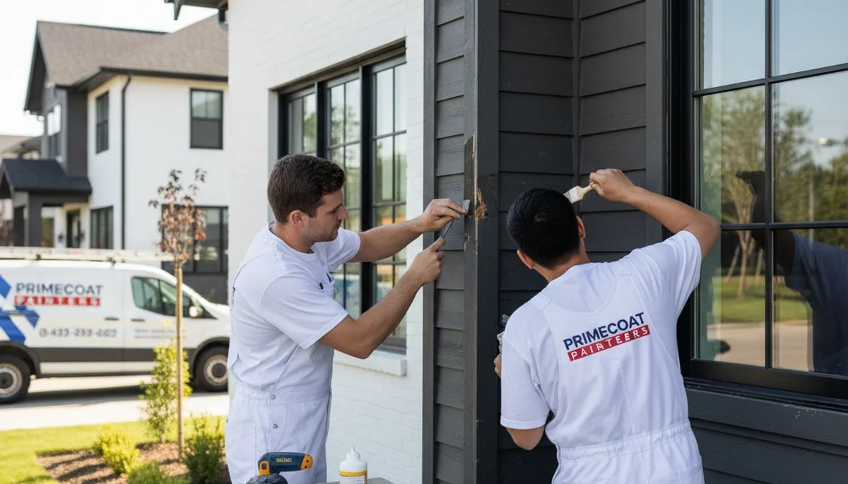 Professional wood rot repair on Savannah GA home exterior by expert house painters restoring damaged trim